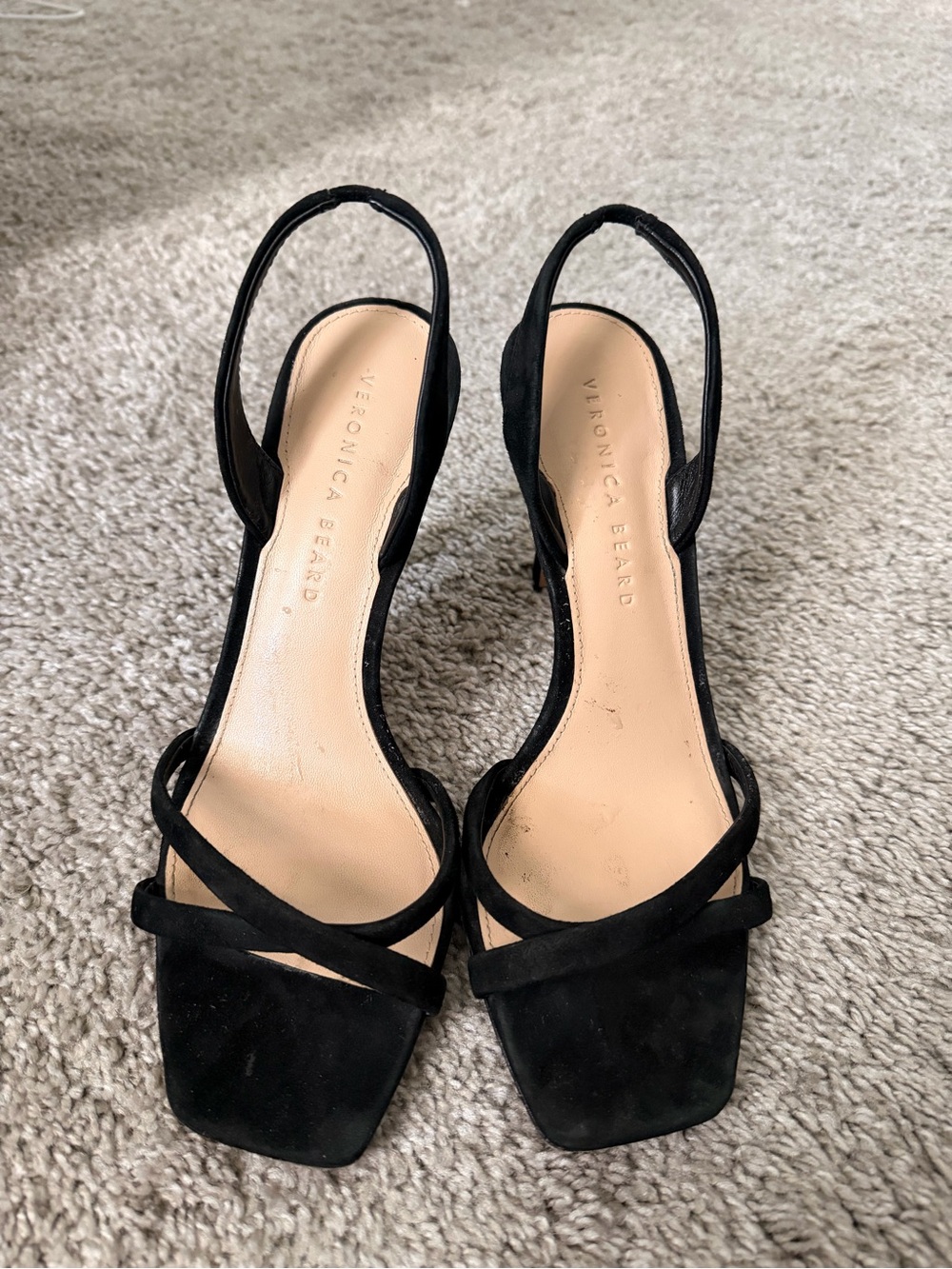 Veronica Beard Black Suede Crisscross Slingback Heels